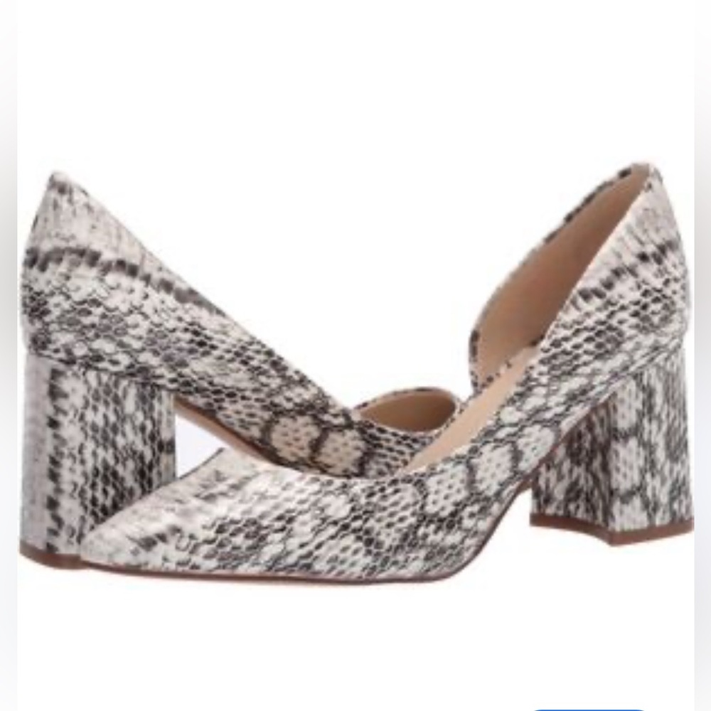 Marc Fisher Snake-Print Pointed-Toe Pumps in Black and White